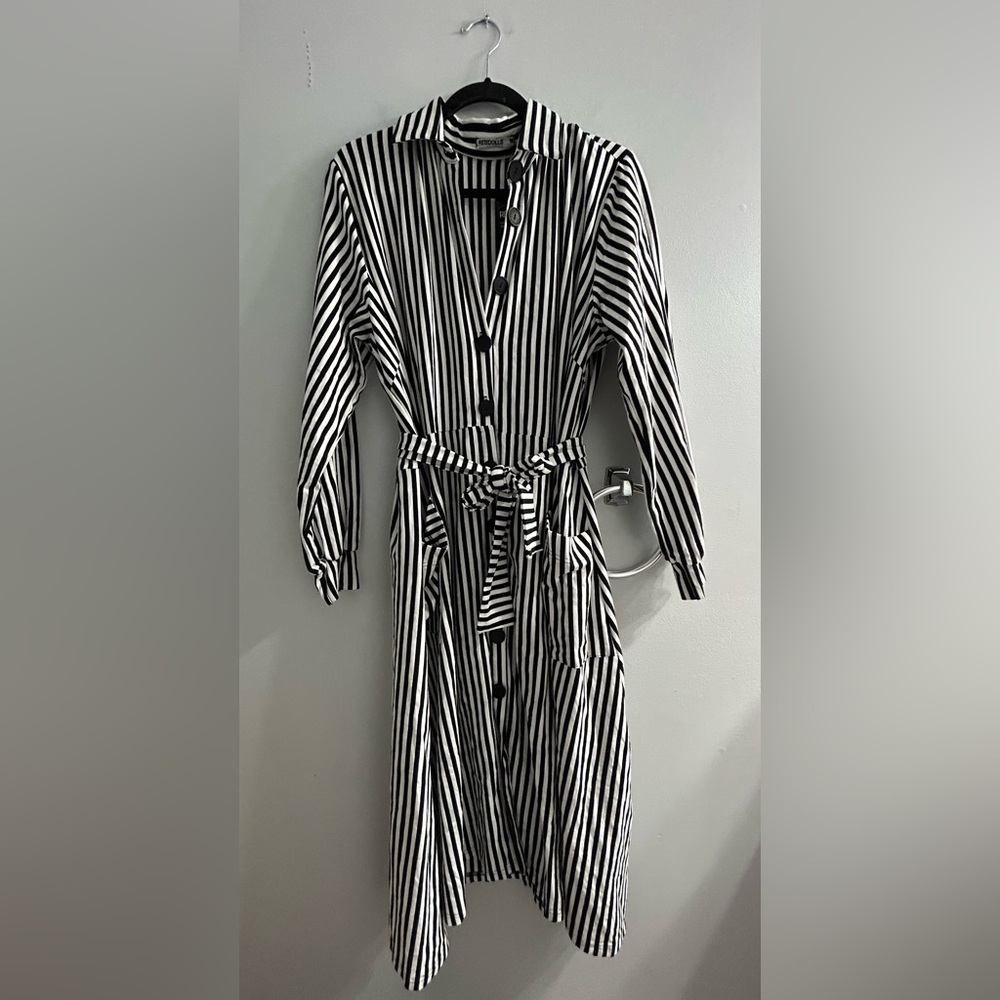 NWT rebdolls striped midi belted dress